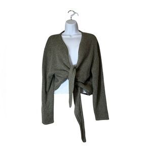 Crossing Pointe Tie Front Sweater in Sage Green L
